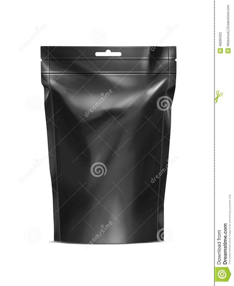 Black Blank Doy Pack Doypack Foil Food Or Drink Bag Packaging With Zip