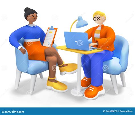 Office Job Interview Modern Realistic Colorful 3d Illustration Stock