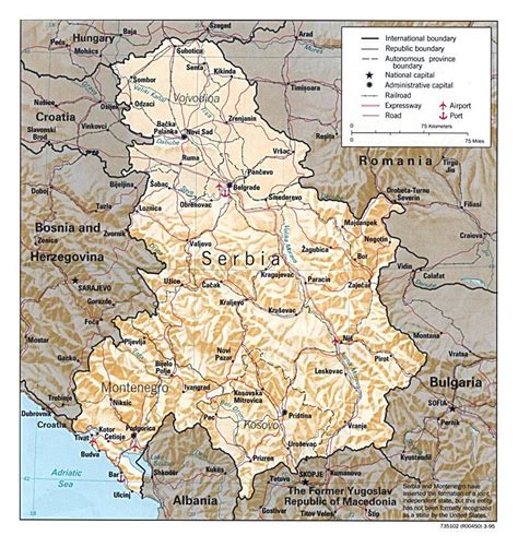 Large Detail Political Map Of Serbia And Montenegro With Bb