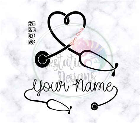 Stethoscope Name Svg Png Dxf Pdf Stethoscope Name For Etsy Nurse