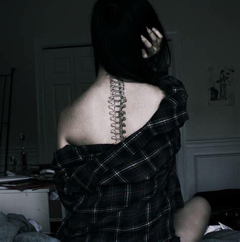 The bones of the back, together, make up the vertebral column. back, bones, girl, skeleton, tattoo - image #126674 on ...