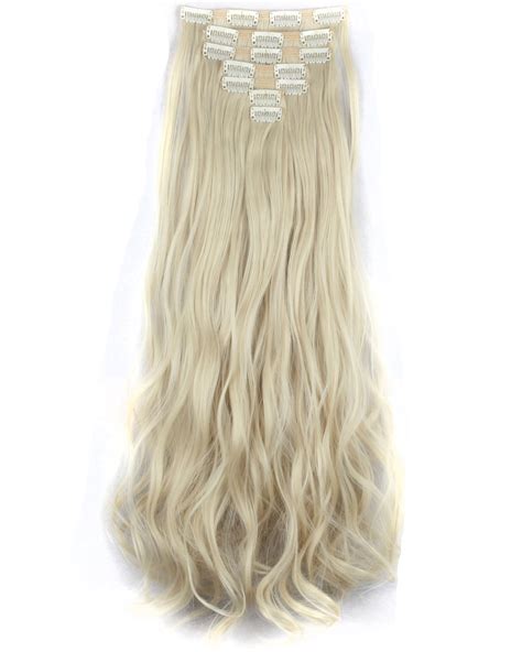 Florata 24 Long Curly Wavy Full Head Clip In Synthetic Hair Extensions