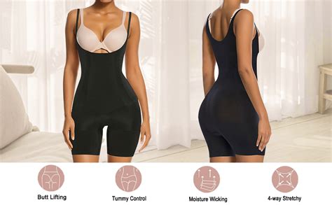 Shaperx Tummy Control Shapewear For Women Seamless Bodysuit Open Bust Mid Thigh Body Shaper
