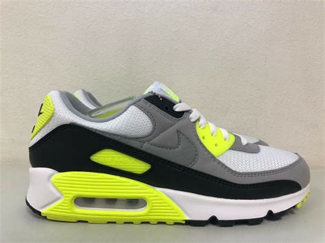 Pre Owned Nike Air Max 90 White Particle Grey Volt Black Cd0881 103