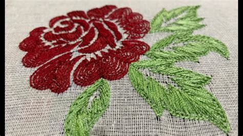Hand Embroidery Rose Design Aari Embroidery Muggam Work YouTube