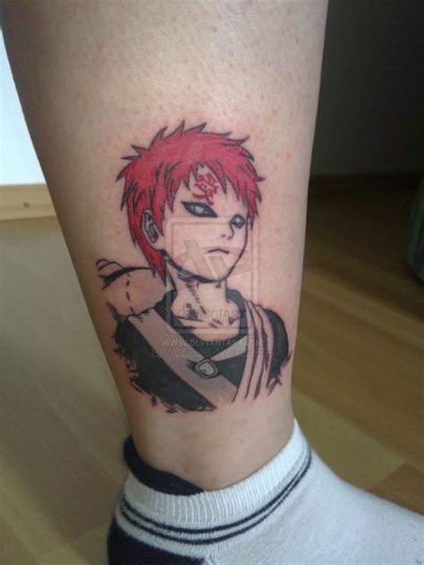 Temporary tattoo love symbols gaara tattoo naruto tattoo small tattoos tattoos anime tattoos gaara gaara: Anime Gaara Portrait Tattoo On Leg Tattooshunt Com