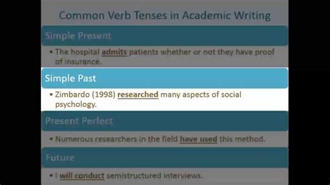 Common Verb Tenses In Academic Writing Youtube