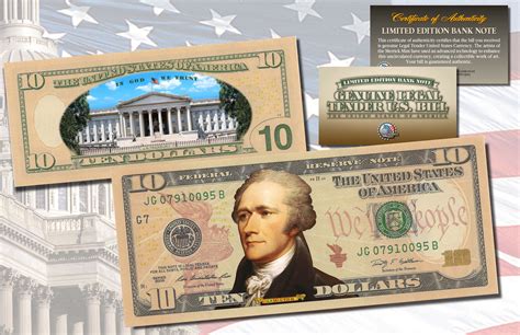 Official Ten Dollar 10 Us Bill Genuine Legal Tender Currency