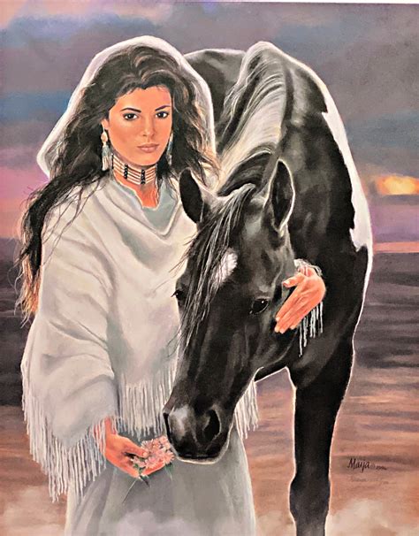 Maija Native American Art Print Sundown Maiden With Horse Sn With Cer