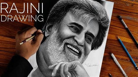 Rajini Drawing How To Draw Rajinikanth Realistic Pencil Drawing
