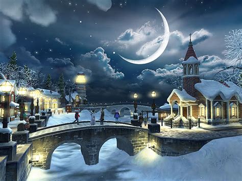 40 Snowy Moonlight Wallpaper Wallpapersafari