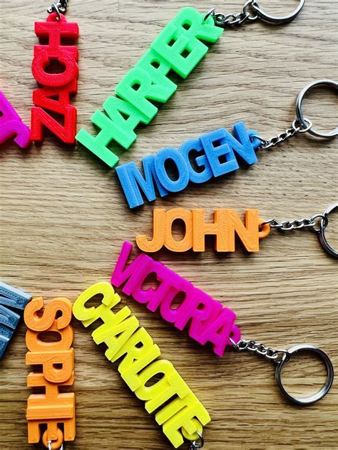 Personalised Key Ring Key Chain 3d Printed Customisable Parties Name