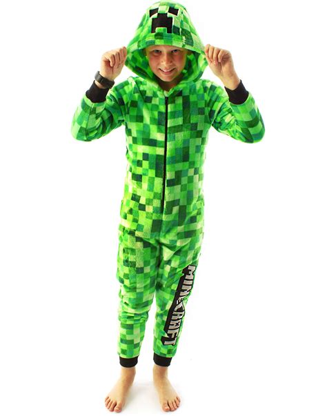 Minecraft Creeper Onesie For Boys And Girls Kids Green Soft Pixelated