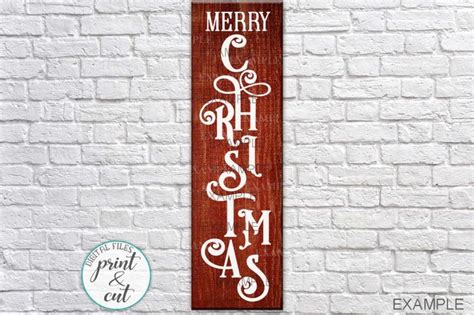 Vertical Merry Christmas Porch Sign Digital File By Kartcreation