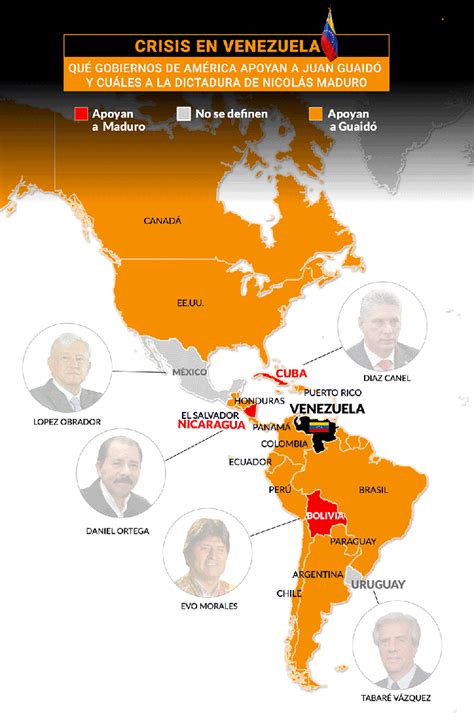 el mapa que muestra quiénes apoyan la dictadura de nicolás maduro y quiénes a juan guaidó en
