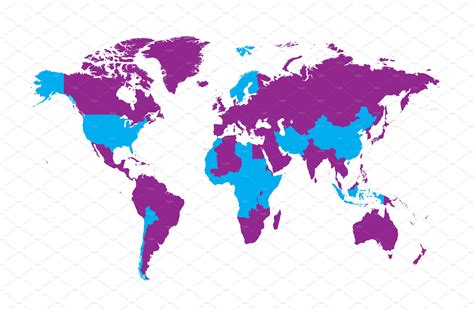 World Map Flat Purple And Blue Illustrator Graphics Creative Market