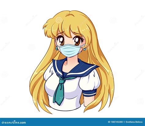 Anime Portrait Of Cute Girl With Long Blonde Hair And Wearing Medical