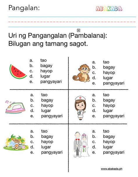 Worksheet In Filipino 5 Pangngalan Printable Worksheets And