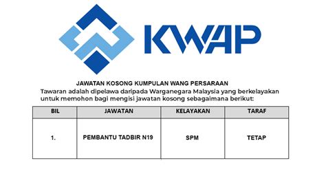 Jawatan Kosong di Kumpulan Wang Persaraan Diperbadankan KWAP - JOBCARI ...