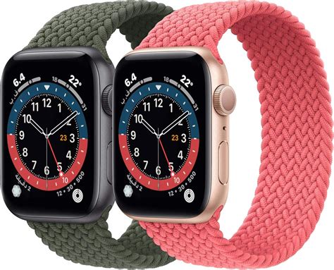 2 Pack Braided Solo Loop Sport Bands Compatible For Apple Watch Band