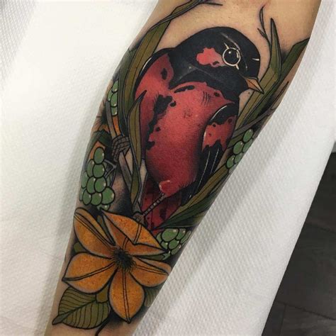 Brian Flores Tatuaje Pájaro Neotradicional Tattoos Body Art Flower