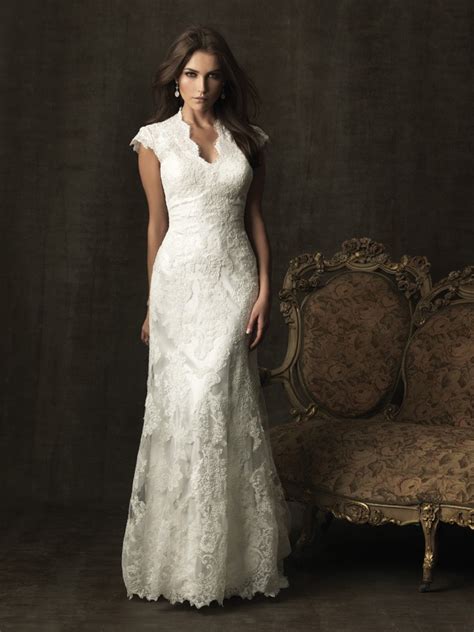 Trumpet Mermaid Scalloped Cap Sleeve Court Train Lace Modest Wedding Dress