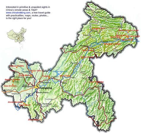 Chongqing Regional Map China Trekking Guide Route Map Photo