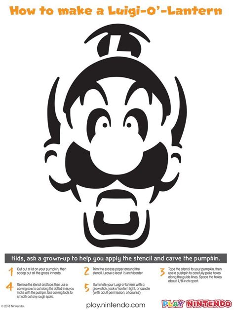 Luigi Jack O Lantern Face Printable Play Nintendo