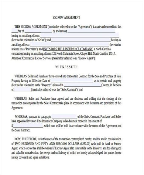 Check spelling or type a new query. FREE 9+ Sample Escrow Agreement Forms in PDF | MS Word