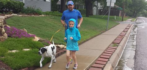 Dad Daughter Run With Dog