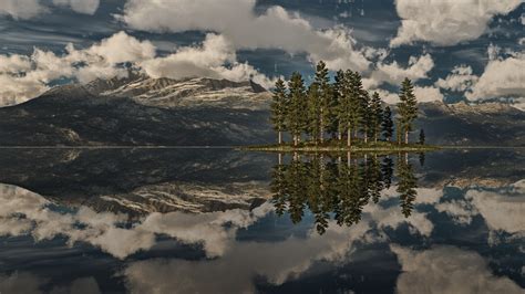 Nature Landscape Lake Reflection Clouds Trees Forest Water