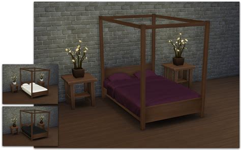 My Sims 4 Blog Modern Four Poster Double Bed By Ignorantbliss