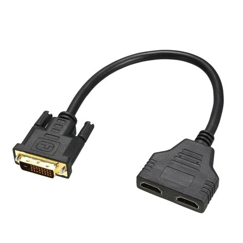 Dvi To Hdmi Splitter 1 In 2 Out Male To Dual Female Cable 1ft 30cm