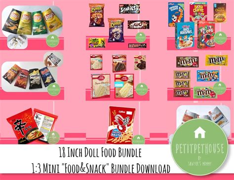 Printable 13 Mini 18 Inch Doll Junk Food Snack 9 In 1