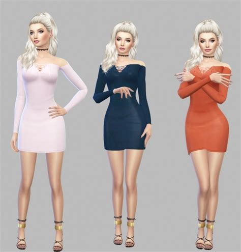 Lace Up Off The Shoulder Dress At Simply Simming Sims 4 Updates
