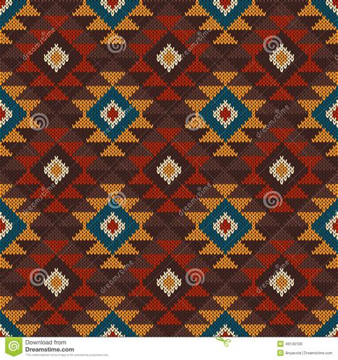 Tribal Aztec Seamless Pattern On The Wool Knitted Texture