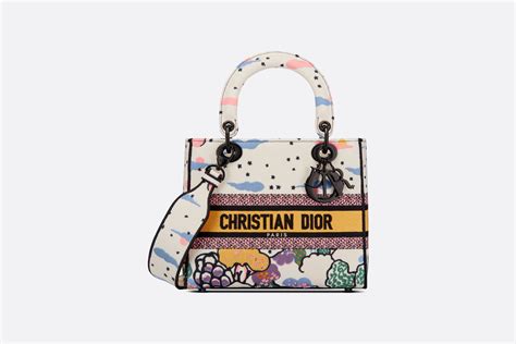 Medium Lady D Lite Bag Latte Multicolor Dior Ciel De Rêve Embroidery Dior