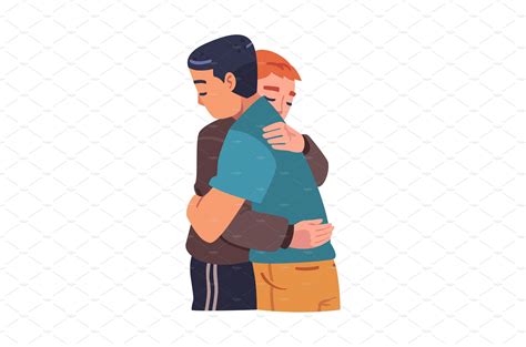 Man Character Hugging And Embracing People Illustrations Creative