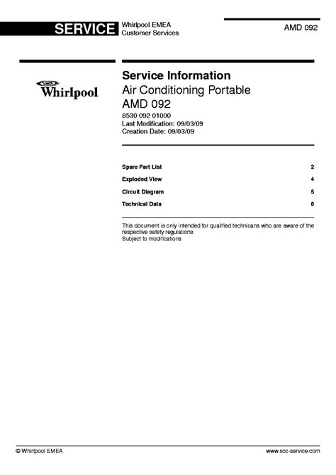 WHIRLPOOL AMD 092 Service Manual download, schematics, eeprom, repair ...