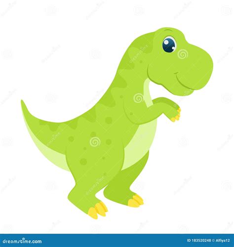 Divertido Dinosaurio Verde Dibujos Animados Vector De Stock Images