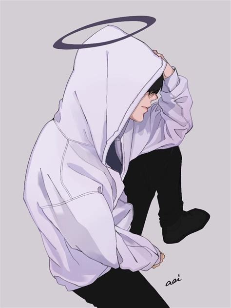 Depressed Anime Guy With Hoodie