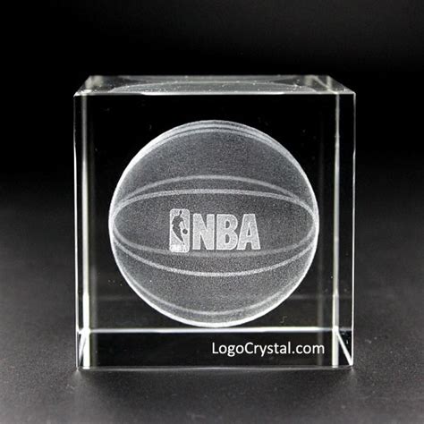 70mm 275 Inches Crystal Cube With Custom Nba Logo Laser Etched Inside