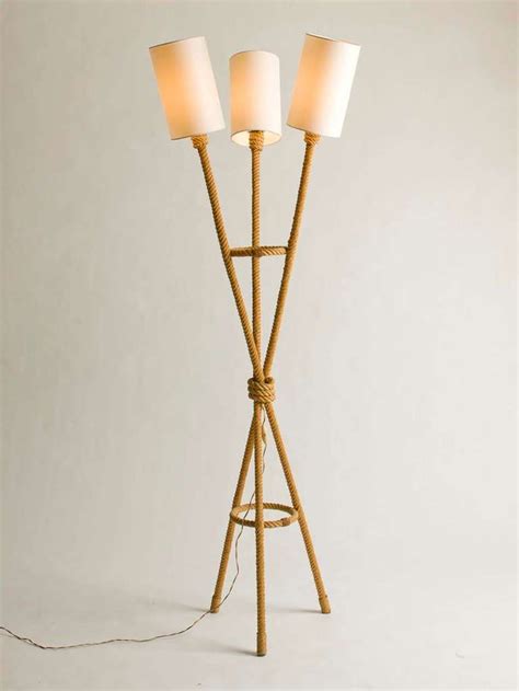 Vintage French Three Arm Rope Floor Lamp Lamp Floor Lamp French Vintage