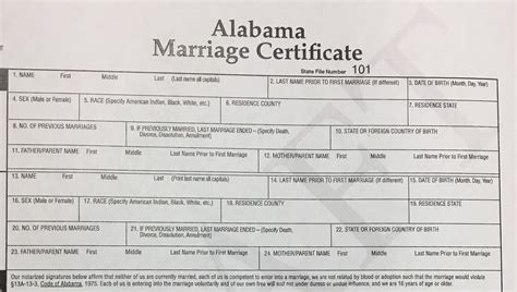 Printable Alabama Marriage Certificate Form