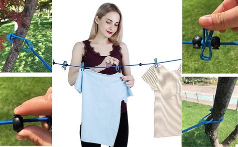 1 Pack Portable Clothesline With 12 Clothespins Travel