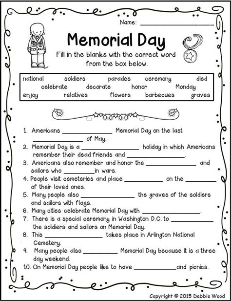 Printable Memorial Day Worksheets
