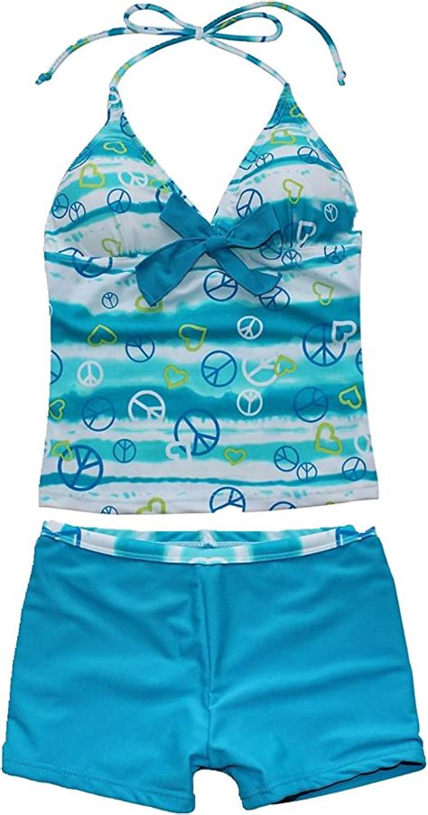 Tiaobug Conjunto De Traje De Baño De Dos Piezas Para Niñas Azul Blue