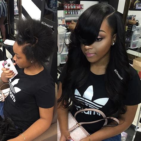 Sew In On Natural Hair ️ Style Name Roll And Set Sew In