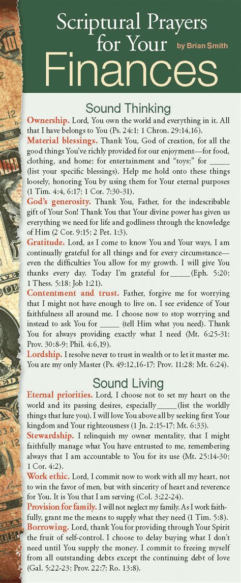 Tyndale Scriptural Prayers For Your Finances 50 Pack