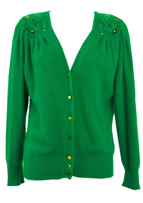 Emerald Green Cardigan With Sequin And Bead Shoulder Detail Ml Reign